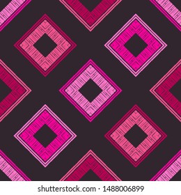Art seamless pattern. Ethnic print. Multicolored. Boho. Folk motif. Vector geometric background. Can be used for social media, posters, email, print, ads designs.