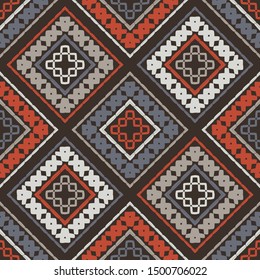 Art seamless pattern. Ethnic print.  Folk motif. Vector geometric background. Can be used for social media, posters, email, print, ads designs.
