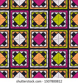 Art seamless pattern. Ethnic print. Multicolored. Boho. Folk motif. Vector geometric background. Can be used for social media, posters, email, print, ads designs.