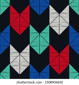 Art seamless pattern. Ethnic print. Multicolored. Boho. Folk motif. Vector geometric background. Can be used for social media, posters, email, print, ads designs.
