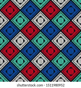Art seamless pattern. Ethnic print. Multicolored. Boho. Folk motif. Vector geometric background. Can be used for social media, posters, email, print, ads designs.