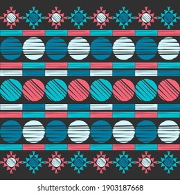 Art seamless pattern. Ethnic print. Multicolored. Boho. Traditional ornament. Folk motif. Vector geometric background. Can be used for social media, posters, email, print, ads designs.