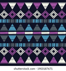 Art seamless pattern. Ethnic print. Multicolored. Boho. Traditional ornament. Folk motif. Vector geometric background. Can be used for social media, posters, email, print, ads designs.