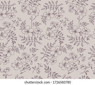 Patrón de arte sin fisuras con flores y hojas. Textura vectorial dibujada a mano. Diseño gráfico de moda para banner, afiche, tarjeta, portada, invitación, afiche, folleto, volante, tarro cosmético, tela.
