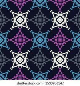 Art seamless pattern. Folk motif. Vector geometric background. Can be used for social media, posters, email, print, ads designs.