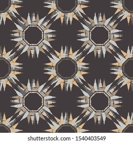 Art seamless pattern. Folk motif. Vector geometric background. Can be used for social media, posters, email, print, ads designs.
