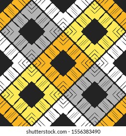 Art seamless pattern. Folk motif. Vector geometric background. Can be used for social media, posters, email, print, ads designs.