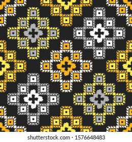 Art seamless pattern. Folk motif. Vector geometric background. Can be used for social media, posters, email, print, ads designs.