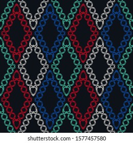 Art seamless pattern. Folk motif. Vector geometric background. Can be used for social media, posters, email, print, ads designs.