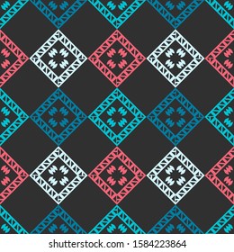 Art seamless pattern. Folk motif. Vector geometric background. Can be used for social media, posters, email, print, ads designs.