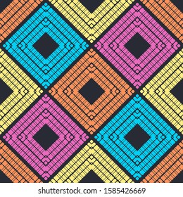 Art seamless pattern. Folk motif. Vector geometric background. Can be used for social media, posters, email, print, ads designs.
