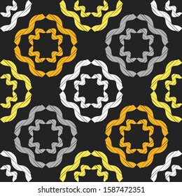 Art seamless pattern. Folk motif. Vector geometric background. Can be used for social media, posters, email, print, ads designs.