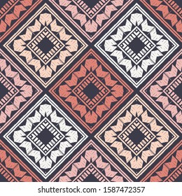 Art seamless pattern. Folk motif. Vector geometric background. Can be used for social media, posters, email, print, ads designs.