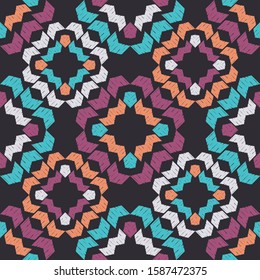 Art seamless pattern. Folk motif. Vector geometric background. Can be used for social media, posters, email, print, ads designs.