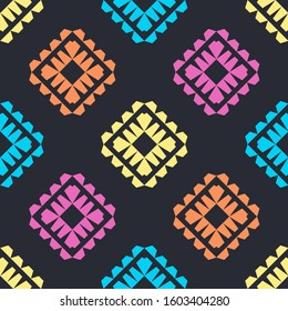 Art seamless pattern. Folk motif. Vector geometric background. Can be used for social media, posters, email, print, ads designs.