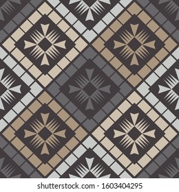 Art seamless pattern. Folk motif. Vector geometric background. Can be used for social media, posters, email, print, ads designs.