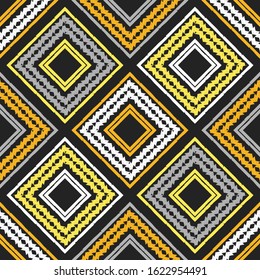 Art seamless pattern. Folk motif. Vector geometric background. Can be used for social media, posters, email, print, ads designs.
