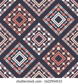 Art seamless pattern. Folk motif. Vector geometric background. Can be used for social media, posters, email, print, ads designs.