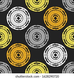Art seamless pattern. Folk motif. Vector geometric background. Can be used for social media, posters, email, print, ads designs.
