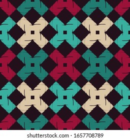 Art seamless pattern. Folk motif. Vector geometric background. Can be used for social media, posters, email, print, ads designs.