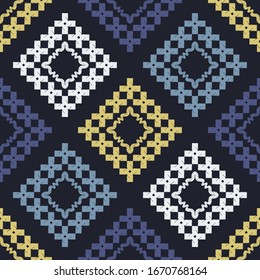 Art seamless pattern. Folk motif. Vector geometric background. Can be used for social media, posters, email, print, ads designs.