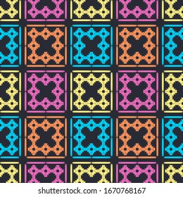 Art seamless pattern. Folk motif. Vector geometric background. Can be used for social media, posters, email, print, ads designs.