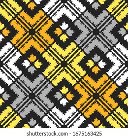 Art seamless pattern. Folk motif. Vector geometric background. Can be used for social media, posters, email, print, ads designs.