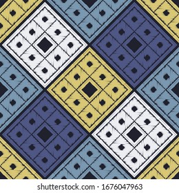 Art seamless pattern. Folk motif. Vector geometric background. Can be used for social media, posters, email, print, ads designs.