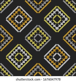 Art seamless pattern. Folk motif. Vector geometric background. Can be used for social media, posters, email, print, ads designs.