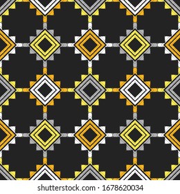 Art seamless pattern. Folk motif. Vector geometric background. Can be used for social media, posters, email, print, ads designs.
