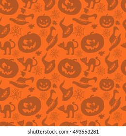Art seamless pattern for Happy Halloween background. Design template for flyers, posters,ecards, invitations, brochures,etc. Creative style. Vector illustration