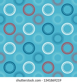 Art seamless pattern. Hey, Sailor! Polka dots. Color - blue, white, red. Vector geometric background. Can be used for social media, posters, email, print, ads designs.