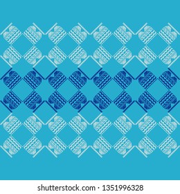 Art seamless pattern. Marine theme. Color - blue. Simple design. Vector geometric background. Can be used for social media, posters, email, print, ads designs.