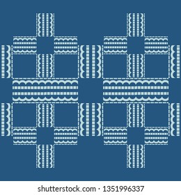 Art seamless pattern. Marine theme. Color - blue. Simple design. Vector geometric background. Can be used for social media, posters, email, print, ads designs.