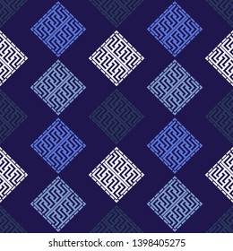 Art seamless pattern. Meander. Multicolored. Simple design. Vector geometric background. Can be used for social media, posters, email, print, ads designs.