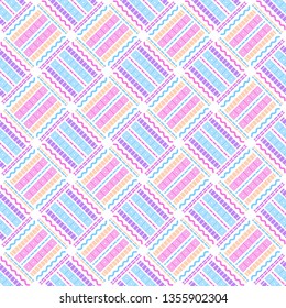Art seamless pattern. Pearl colors. Pink, yellow, blue, lilac. Simple design. Vector geometric background. Can be used for social media, posters, email, print, ads designs.