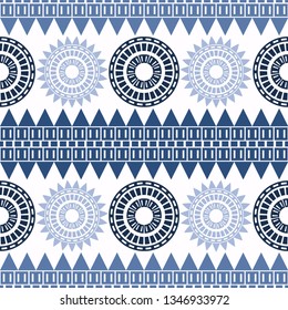 Art seamless pattern. Polka dots. Color - gray, blue, white. Ethnic print. Boho. Traditional ornament. Folk motif. Can be used for social media, posters, email, print, ads designs.