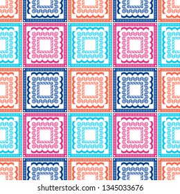Art seamless pattern. Sea wave. Color-blue, pink. Vector geometric background. Can be used for social media, posters, email, print, ads designs.
