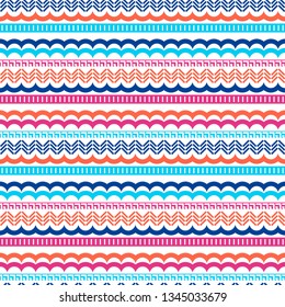 Art seamless pattern. Sea wave. Color-blue, pink. Vector geometric background. Can be used for social media, posters, email, print, ads designs.