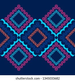 Art seamless pattern. Sea wave. Color-blue, pink. Vector geometric background. Can be used for social media, posters, email, print, ads designs.