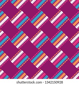 Art seamless pattern. The shapes of the petals. Color - maroon, blue, yellow, white. Ethnic print. Boho. Traditional ornament. Folk motif. Can be used for social media, posters, email, print.