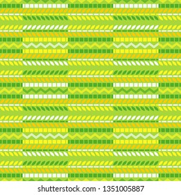 Art seamless pattern. Spring leaves. Color - green, yellow. Simple design. Vector geometric background. Can be used for social media, posters, email, print, ads designs.