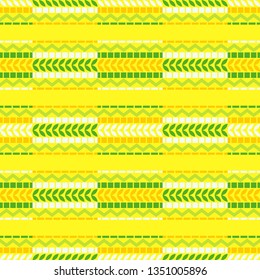 Art seamless pattern. Spring leaves. Color - green, yellow. Simple design. Vector geometric background. Can be used for social media, posters, email, print, ads designs.