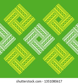Art seamless pattern. Spring leaves. Color - green, yellow. Simple design. Vector geometric background. Can be used for social media, posters, email, print, ads designs.