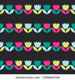 Art seamless pattern. Summer flowers. Multicolored. Simple design. Vector geometric background. Can be used for social media, posters, email, print, ads designs.