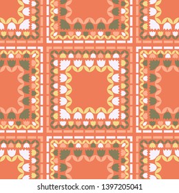 Art seamless pattern. Summer flowers. Multicolored. Simple design. Vector geometric background. Can be used for social media, posters, email, print, ads designs.