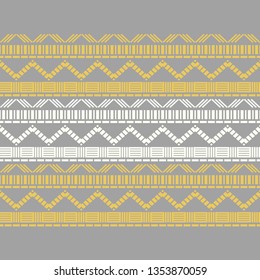 Art seamless pattern. Theme - autumn. Color - yellow, gray. Simple design. Vector geometric background. Can be used for social media, posters, email, print, ads designs.