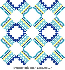 Art seamless pattern. A warm sweater. Knitted rectangles. Color - blue. Simple design. Vector geometric background. Can be used for social media, posters, email, print, ads designs.