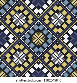 Art seamless pattern. Winter and snowflakes. Multicolored. Simple design. Vector geometric background. Can be used for social media, posters, email, print, ads designs.