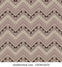 Art seamless pattern. Zigzag. Color - brown, gray. Simple design. Vector geometric background. Can be used for social media, posters, email, print, ads designs.